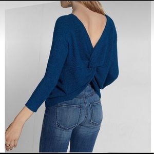 Express Reversible Twist Sweater in Teal Blue